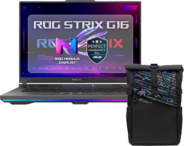 سعر ومواصفات اسس لابتوب روج ستريكس G16 [G614PH-RV659W] AMD رايزن 9 8940HX / DDR5 16GB / 512GB PCIe® 4.0 NVMe™ M.2 SSD/RTX™ 5050 8GB GDDR7 / 16 انش FHD+ 165Hz / ويندوز 11 Pro+[روج حقيبة ظهر] (B0H95DBTSH) على Amazon EG