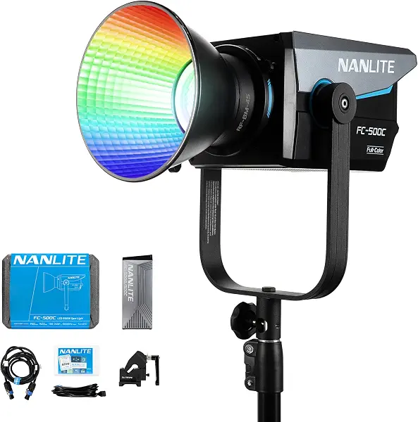 سعر ومواصفات إضاءة تصوير فيديو ليد FC-500C ملونة RGB بطيف كامل، إضاءة استوديو 520 وات وتحكم عبر التطبيق (اللغة العربية غير مضمونة) وDMX وCRI 96+ وTLCI 98 وحامل بوينز للأفلام والتصوير وصناعة المحتوى من نانلايت (B0FH4ZPWLD) على Amazon EG