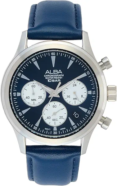 سعر ومواصفات البا ALBA Watch MEN'S Leather PRESTIGE Blue dial AT3K57X (B0FNRQZ4TG) على Amazon EG