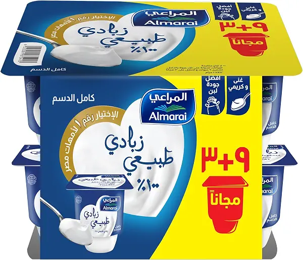 سعر ومواصفات المراعي زبادي طبيعي سادة كامل الدسم 12 × 105 جرام (B0FWBYXCSS) على Amazon EG