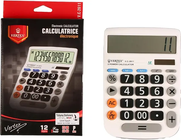 سعر ومواصفات آلة حاسبة إلكترونية صغيرة ومتينة V.C-2611 من فيرتكس (B0FL17QTQX) على Amazon EG