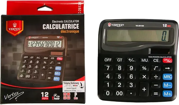 سعر ومواصفات ألة حاسبة الكترونية مدمجة ومتينة V.C-2612K من فيرتكس (B0FL193BNX) على Amazon EG