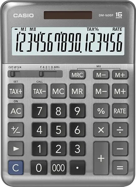 سعر ومواصفات آلة حاسبة ديجيتال للمكتب من كاسيو DM-1600F-W-DP - فضي (B07W5YNFTJ) على Amazon EG