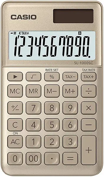 سعر ومواصفات آلة حاسبة ديجيتال محمولة من كاسيو SL-1000SC-GD-N-DP - ذهبي (B07HFM31H5) على Amazon EG