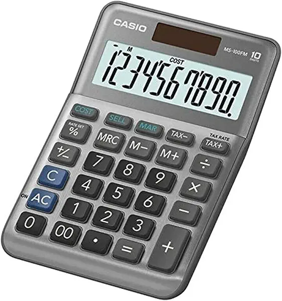 سعر ومواصفات آلة حاسبة ديجيتال ميني للمكتب من كاسيو MS-100FM-W-DP - رمادي (B07SKTM1L3) على Amazon EG