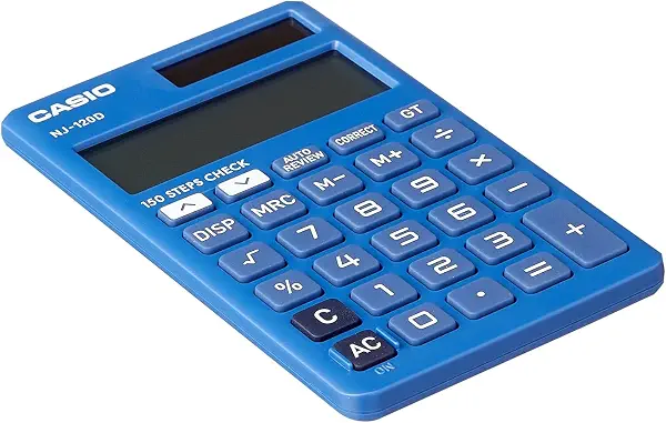 سعر ومواصفات آلة حاسبة محمولة بشاشة 12 خانة NJ120D-BU من كاسيو، أزرق (B07DFB3NTN) على Amazon EG