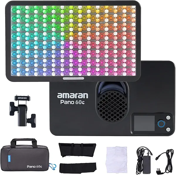 سعر ومواصفات اماران مجموعة اضاءة لوحة فيديو LED 60 سي 60 واط RGBWW بالوان كاملة CCT 2300-10000 كلفن 12 تأثير اضاءة، تحكم عن طريق التطبيق، يدعم USB-C PD، مع صناديق سوفت بوكس وشنطة حمل من بانو (فحمي) (B0F63872N3) على Amazon EG