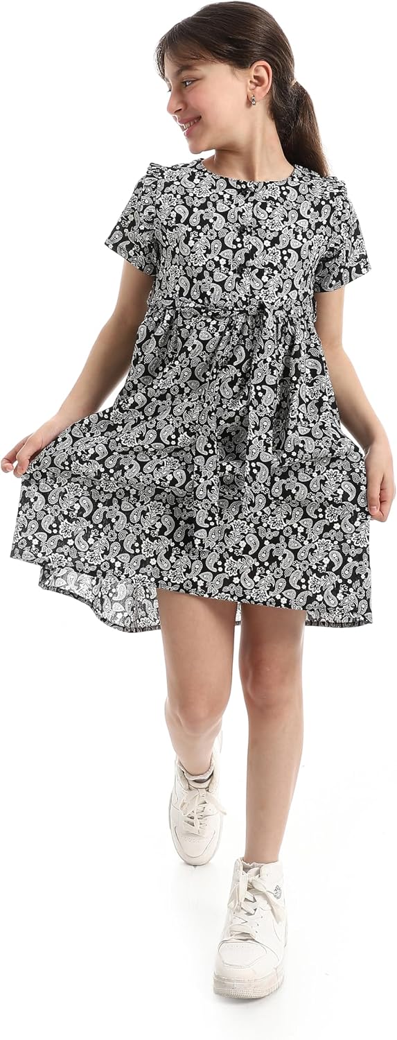 سعر ومواصفات اندورا Andora girls Crew Neck Patterned Casual Dress (pack of 1) (B0GQ9M4S1X) على Amazon EG