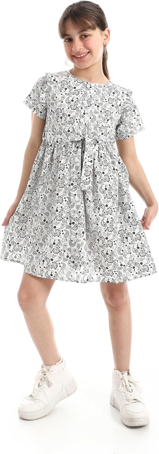 سعر ومواصفات اندورا Andora girls Crew Neck Patterned Casual Dress (pack of 1) (B0GQ9PV9FP) على Amazon EG