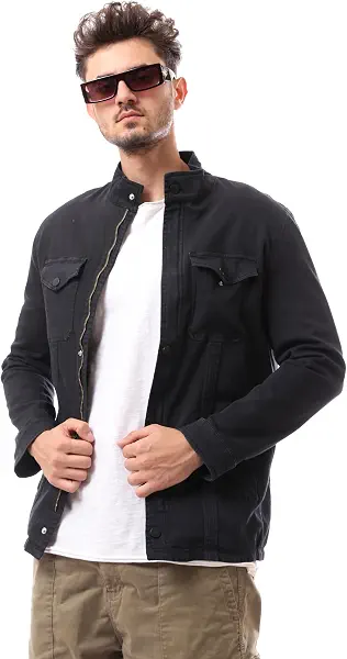 سعر ومواصفات اندورا Andora Mens Gabardin Buttoned Mandarin Collar Jacket (pack of 1) (B0CHFRDT66) على Amazon EG