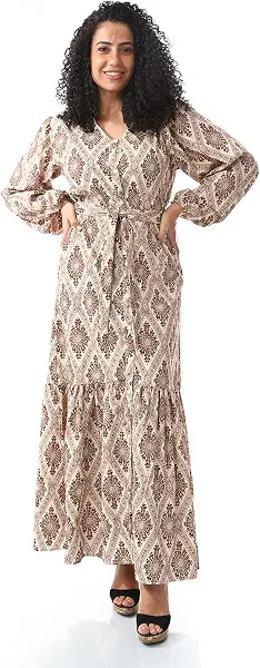 سعر ومواصفات اندورا Andora womens Long Belted Casual 37S24W30358 Dress (pack of 1) (B0D7W62CW7) على Amazon EG