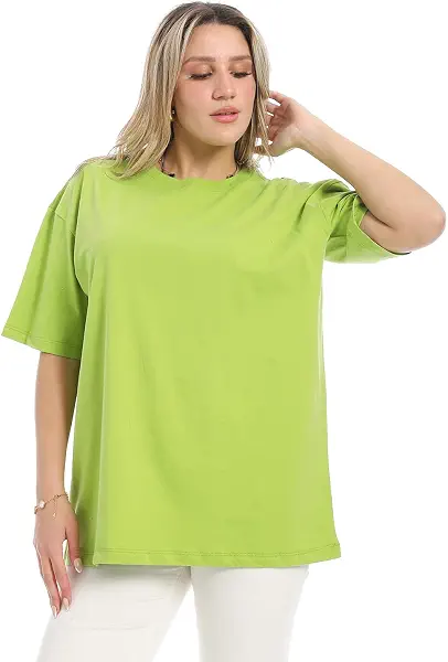 سعر ومواصفات اندورا تيشرت قطن فضفاض بتصميم غربي سادة للنساء من اندورا (B0DX2D482M) على Amazon EG