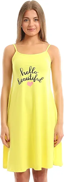 سعر ومواصفات اندورا قميص نوم برقبة مربعة مطبوع عليه عبارة "Hello Beautiful" - اصفر_3XL (B0H5CQQWTM) على Amazon EG