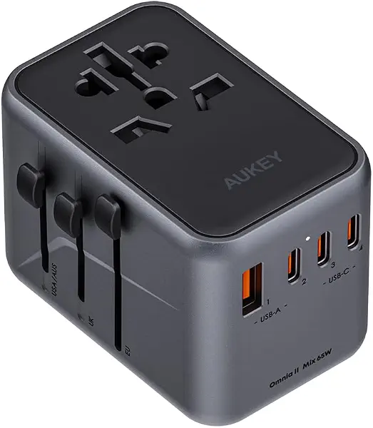 سعر ومواصفات اوكي محول سفر عالمي PA-TA08A مع 5 منافذ USB، رمادي (B0H6MCT26G) على Amazon EG