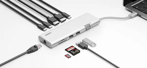 سعر ومواصفات اوكي محول موزع USB 10 في 1 من اوفيس دوك، فضي، UH-CUH03 (B0H6M3TD77) على Amazon EG