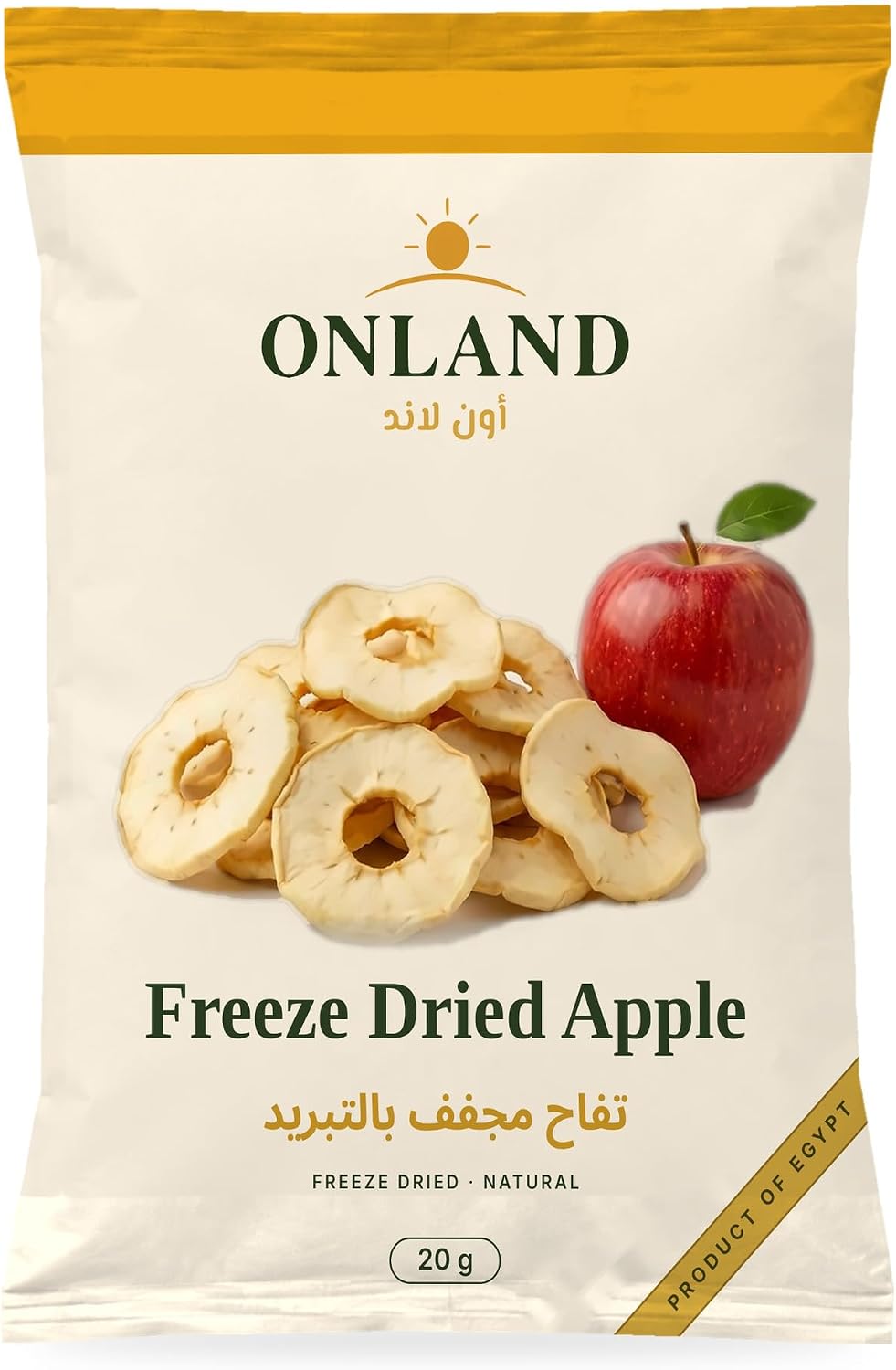 سعر ومواصفات Onland Freeze-Dried Apple 20 g, Crunchy Fruit Snack, No Added Sugar (B0HL8TY731) على Amazon EG