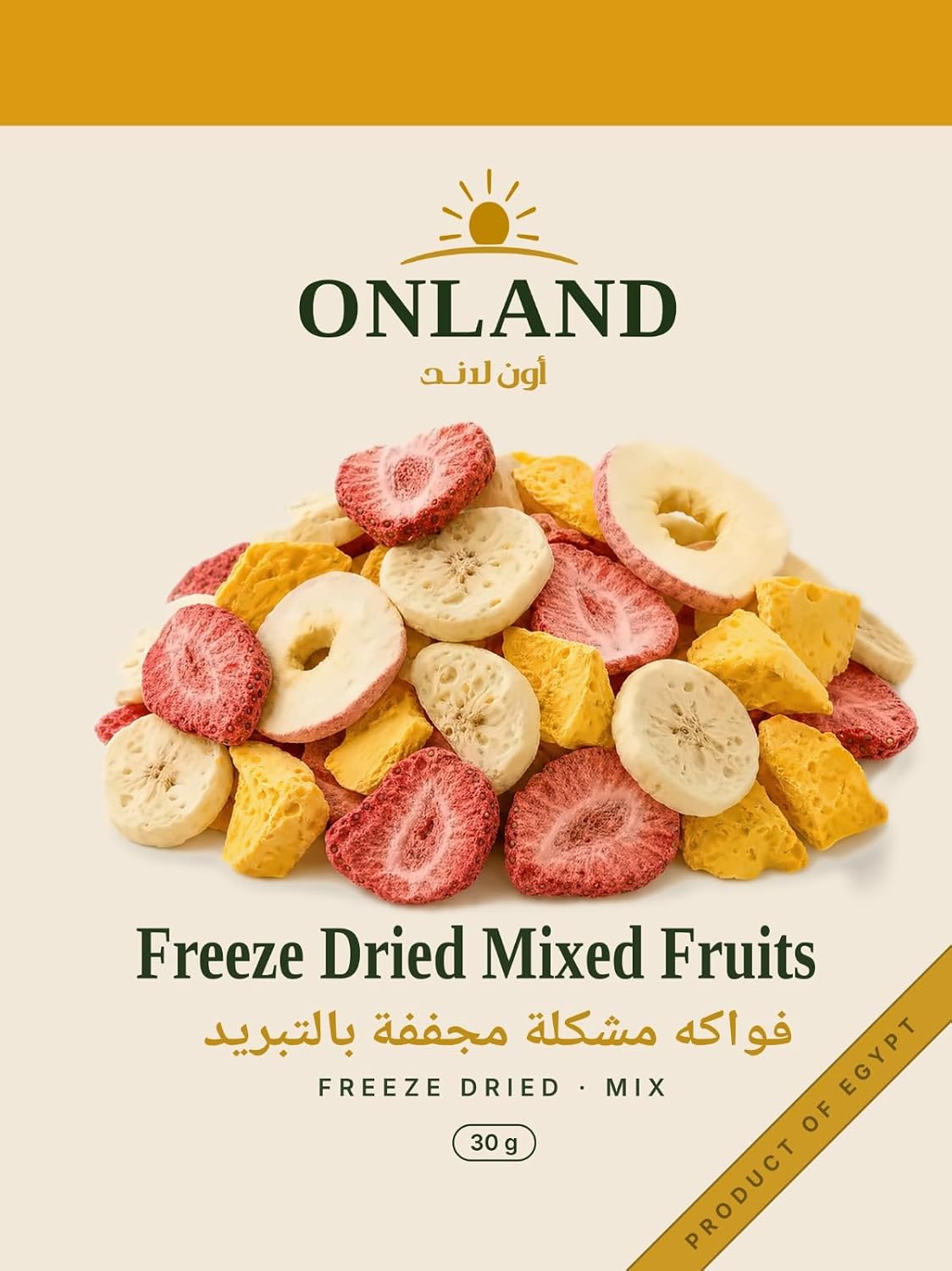 سعر ومواصفات Onland Freeze-Dried Mixed Fruits 30 g, Strawberry, Banana, Apple & Mango (B0HFDDH1KB) على Amazon EG