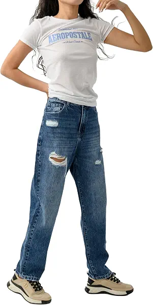سعر ومواصفات ايروبوستيل Aeropostale Girls 100% cotton-MOM JEANS-Rigid denim | no stretch Jeans (pack of 1) (B0D6LRVXZX) على Amazon EG