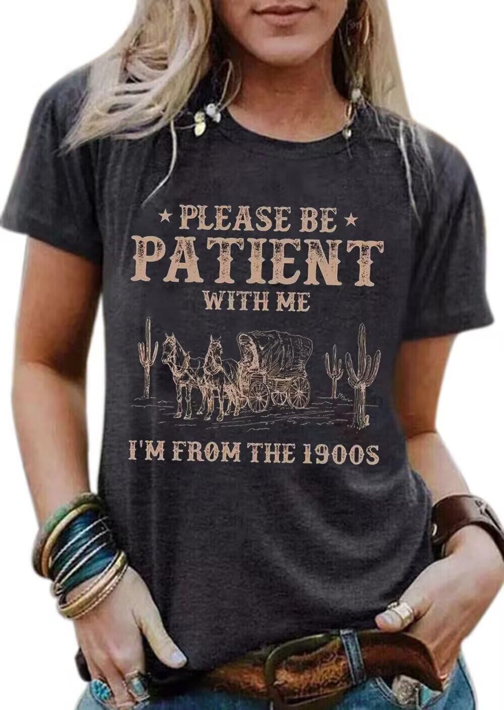 سعر ومواصفات ايميتاج قميص مطبوع عليه عبارة «Please Be Patient with Me I'm from The 1900s» تي شيرتات مضحكة للنساء برسومات عتيقة بنمط التسعينيات (B0DDQ599N6) على Amazon EG