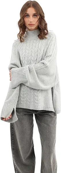 سعر ومواصفات ايه اس تي كيه ASTK womens Cable free size Raglan oversized Pullover Sweater (pack of 1) (B0DK296BDS) على Amazon EG