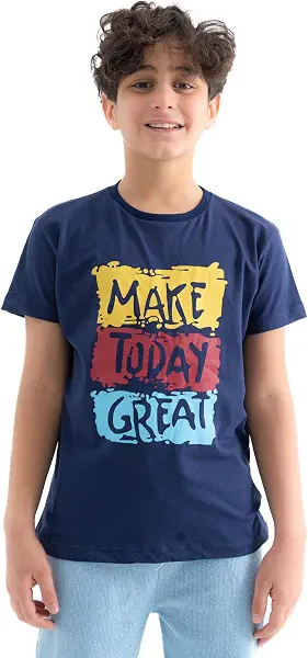 سعر ومواصفات ايه اس تي كيه تيشرت بتصميم عصري وطبعة «Make today great» للأولاد من استك (1 قطعة داخل العبوة) (B0DWXN3ZHD) على Amazon EG