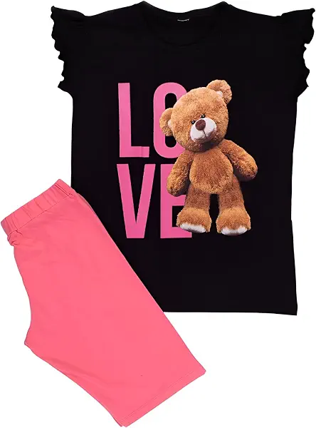 سعر ومواصفات بابيلون Papillion Girls Pajama Set Of 2 Pieces Sleeveless T-shirt&Short Printed Love Bear Pajama Set (pack of 2) (B0F27XWQCJ) على Amazon EG