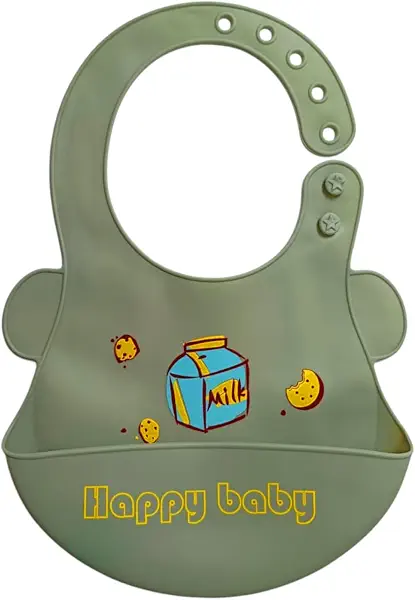 سعر ومواصفات بافتة سيليكون بجيب مطبوع عليها «Happy Babys» للأولاد من بيبي شورا - لون زيتي (B0GMRS7WDK) على Amazon EG
