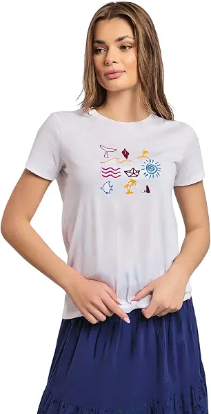 سعر ومواصفات بريمودا Premoda Women Fancy Regular Fit T-Shirt With Short Sleeves PRWxx004596 Modern (B09P6VK7WH) على Amazon EG