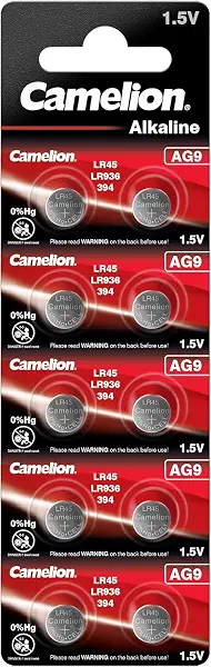 سعر ومواصفات بطاريات زر قلوية من كاميليون - 10 قطع AG9LR45LR936394، 50 أمبير ساعة. (B0CXJK4QD8) على Amazon EG
