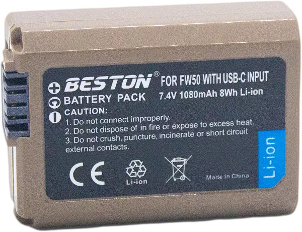 سعر ومواصفات بطارية قابلة لإعادة الشحن Beston NP-FW50 لكاميرات سوني مع منفذ شحن USB-C، 1080 مللي أمبير، 7.4 فولت (B0DWNDFV8N) على Amazon EG