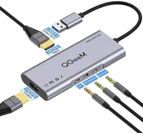 سعر ومواصفات بطاقة التقاط فيديو HDMI من كيو جي اي ام | جهاز التقاط الألعاب يو اس بي 3.0 مع حلقة مخرج HDMI، إدخال/مخرج الصوت للبث المباش... (B0H8PTZSLS) على Amazon EG