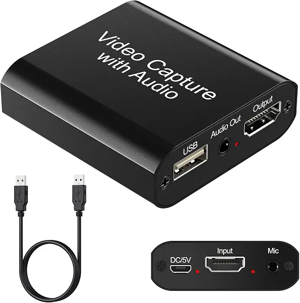 سعر ومواصفات بطاقة تسجيل فيديو مع صوت مزودة بمخرج HDMI 4K مسجل فيديو بدقة 1080 بكسل بمعدل 60 إطار في الثانية متوافقة مع Switch/PS4/PS5/Xbox/كاميرا/كمبيوتر مناسبة للبث المباشر والألعاب والإذاعة (B0C9WNVTSN) على Amazon EG