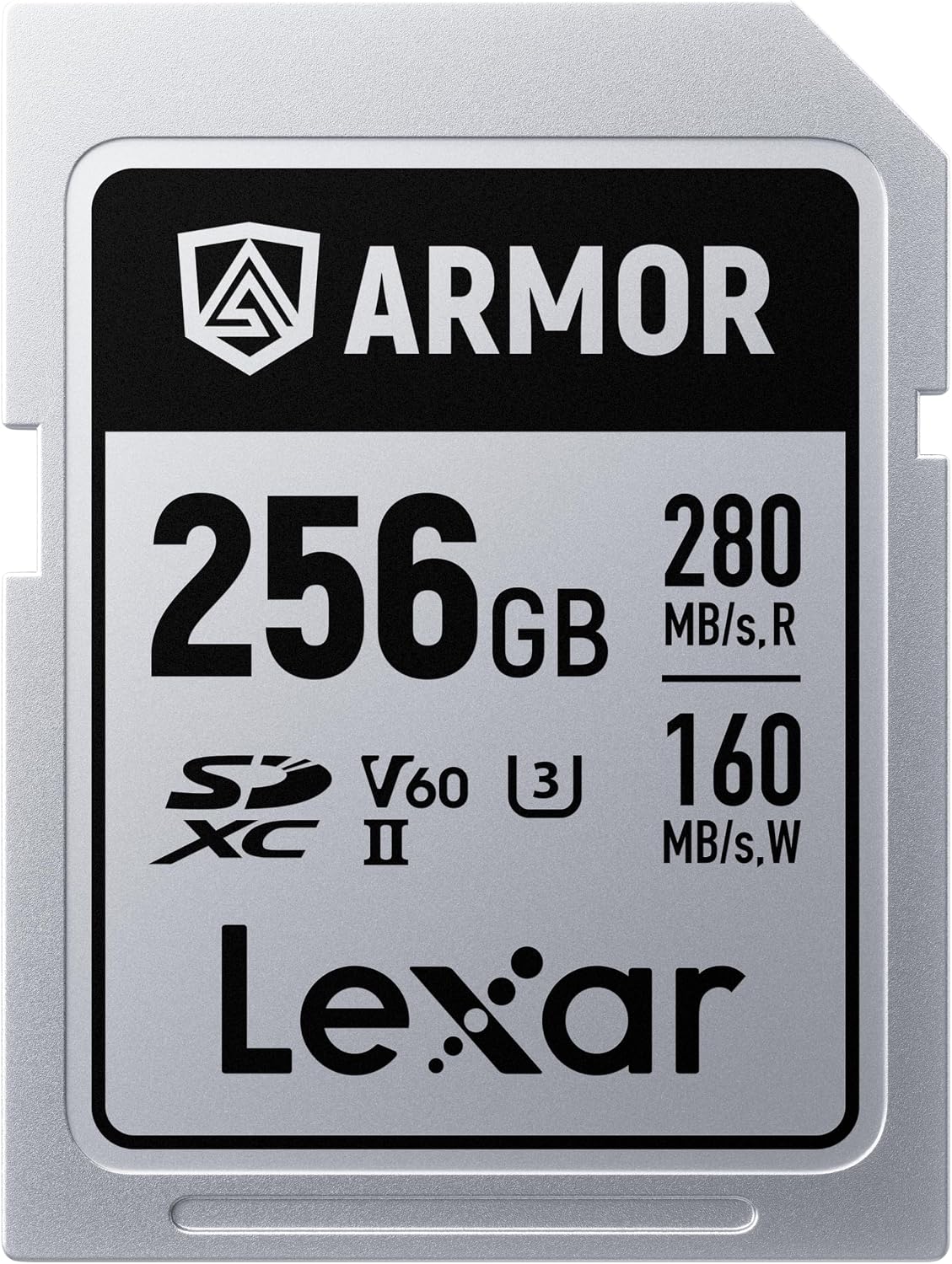 سعر ومواصفات بطاقة ذاكرة SDXC ارمور سيلفر برو (LSDAMSP256G-RNNNU)، سعة 256GB، UHS-II، C10، U3، V60، 6K UHD، سرعة قراءة حتى 280MB/s، من فولاذ مقاوم للصدأ للمصورين المحترفين ومصوري الفيديو والهواة من ليكسار (B0FJTW1B35) على Amazon EG