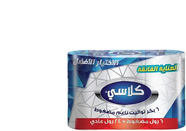 سعر ومواصفات بكرة مناديل تواليت مضغوطة من كلاسي - 6 قطع (B08WJNK62L) على Amazon EG