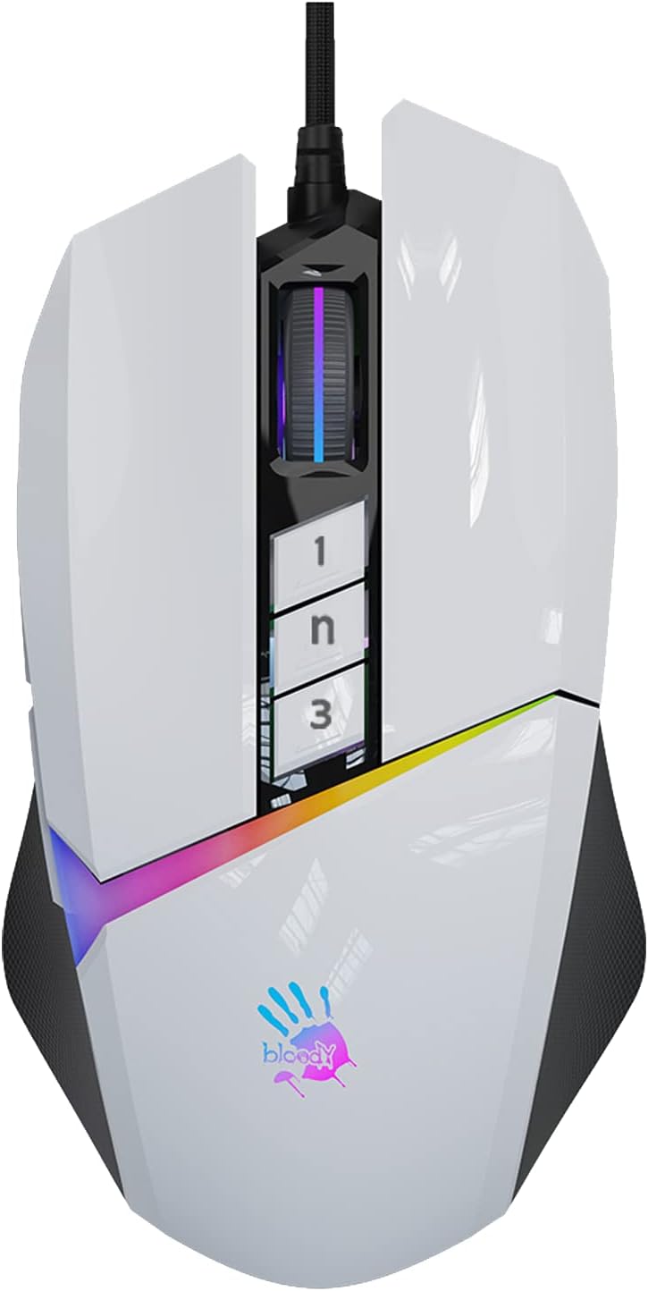 سعر ومواصفات بلودي W60Max RGB FPS 10000 CPI، جميع الازرار القابلة للبرمجة، معدل تقرير 2000Hz، 250 اطار في الثانية، ذاكرة مدمجة 4 متر (بانداوايت) (B09TW1Z8S5) على Amazon EG