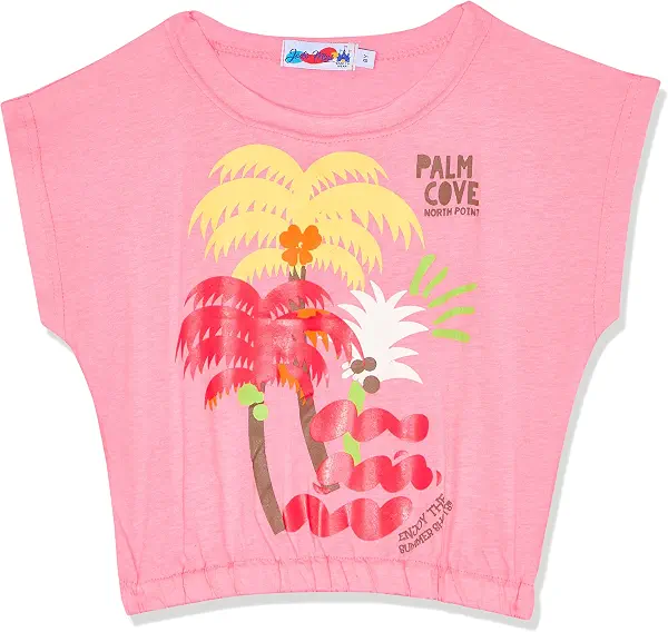 سعر ومواصفات بلوزة مزينة بطبعة كلمة "Palm" للبنات من جودي ميني، لون وردي (B0F4MDWVYY) على Amazon EG