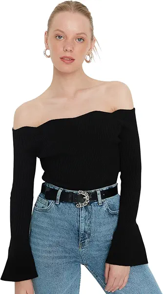 سعر ومواصفات بلوفر صوف بقبة كارمن للنساء - TWOAW22KZ2218 من ترينديول (عبوة من قطعة واحدة) (B0B4SZ4GVL) على Amazon EG