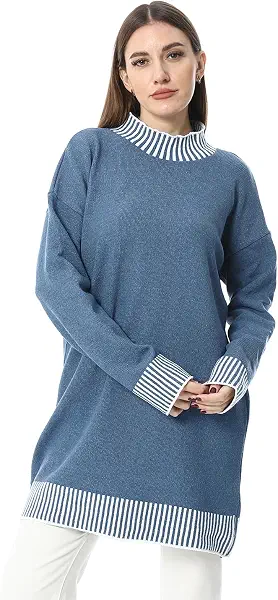 سعر ومواصفات بلوفر طويل من الصوف برقبة عالية للنساء (B0DQJC6FGD) على Amazon EG