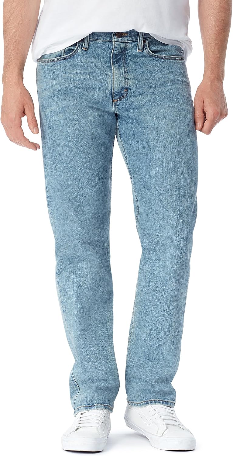 سعر ومواصفات رانجلر بنطلون جينز رجالي من Wrangler Authentics مقاس كبير وطويل كلاسيكي مريح وفضفاض، من قماش الدنيم المبيض، 40W x 36L (B07CHR36WF) على Amazon EG