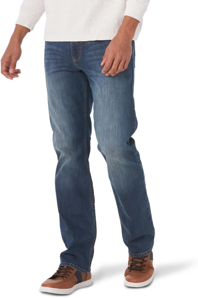 سعر ومواصفات بنطلون جينز مستقيم نحيف من Wrangler للرجال، الغسق، 36W x 30L (B07RT25R24) على Amazon EG