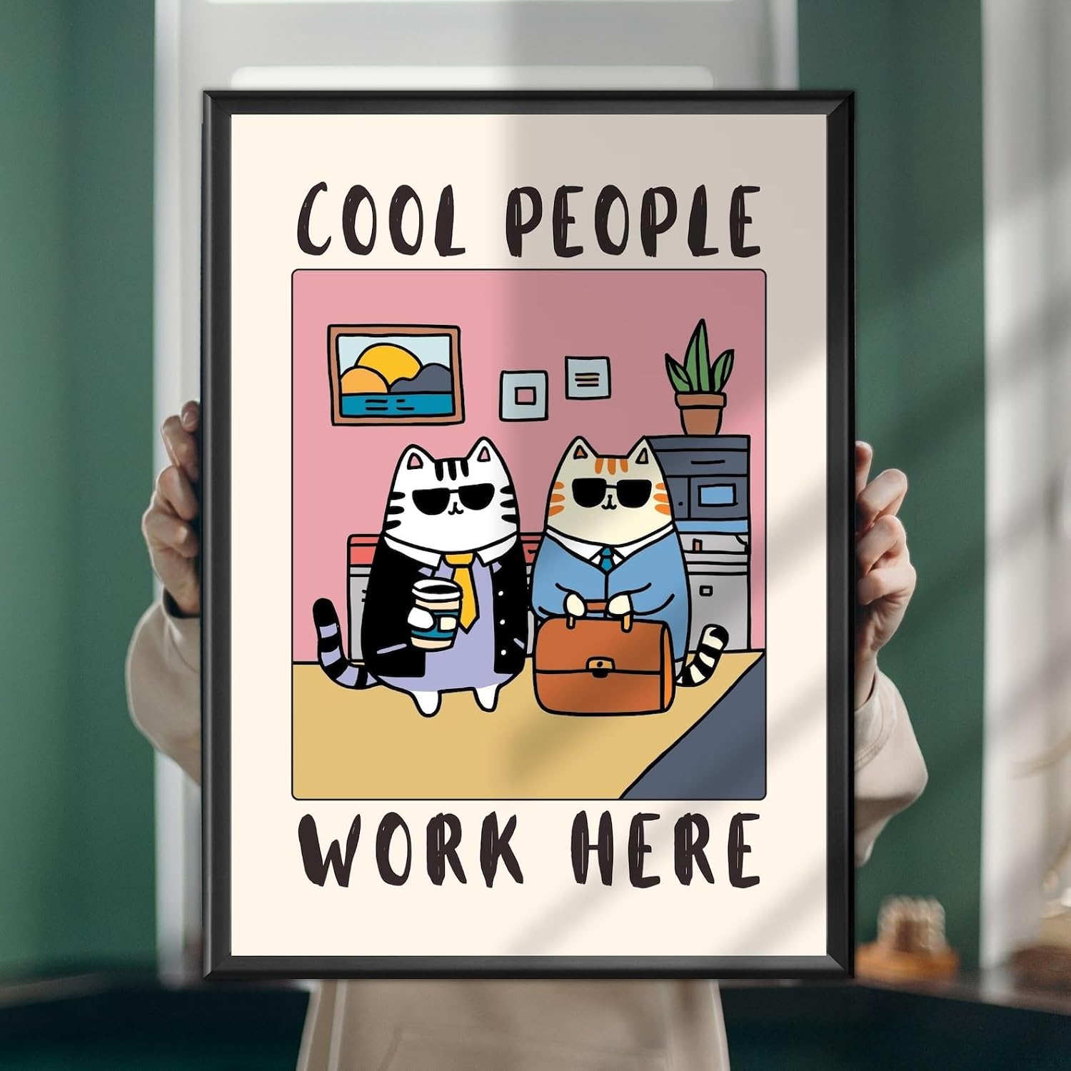سعر ومواصفات بوستر مؤطر من نايا - شكل جميل - Cool People Work Here - مقاس 30 × 40 سم (B0FXSF84TZ) على Amazon EG