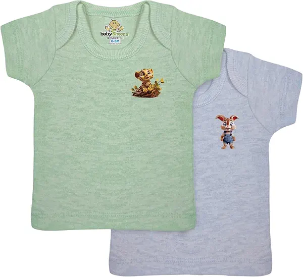 سعر ومواصفات بيبي شورا Baby Shoora Boys Short Sleeve Undershirt Set Of 2 Pieces Half Sleeves Undershirt Printed Shapes (B0FGJZP192) على Amazon EG