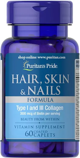 سعر ومواصفات مكمل غذائي للجمال لتعزيز صحة الشعر والبشرة والأظافر من بيوريتانز برايد، يحتوي على كولاجين من النوعين الأول والثالث، مع 3000 ميكروجرام من البيوتين لكل جرعة، 60 كبسولة مغلفة، صُنع في الولايات المتحدة (B000F7I9T2) على Amazon EG