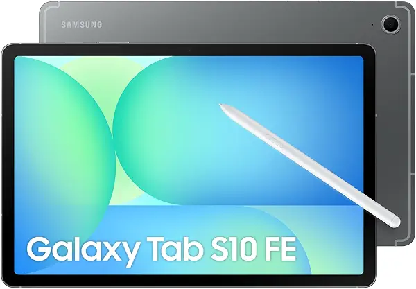سعر ومواصفات تابلت جالكسي تاب S10 FE+ اندرويد 5G ورام 8 جيجابايت وتخزين 128 جيجابايت وشاشة 10.9 بوصة وشاشة 90 هرتز وقلم ستايلس متضمن ومعيار IP68 ومدة تشغيل بطارية طويلة من سامسونج، رمادي (B0F4QYQD79) على Amazon EG
