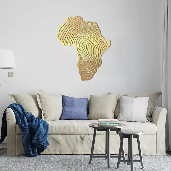 سعر ومواصفات تابلوه حائط 80 × 60 سم مصنوع من الخشب بتصميم خريطة إفريقيا على شكل بصمة، ذهبي (B0D33VM5PH) على Amazon EG