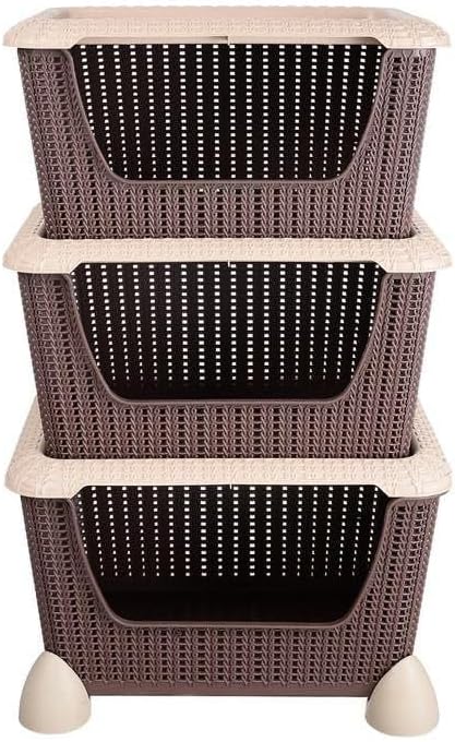 سعر ومواصفات Turbo Storage Rack Plastic Rattan 3 Tier Multifunctional Shockproof Ventilated Storage Rack (B0H6BSQ258) على Amazon EG