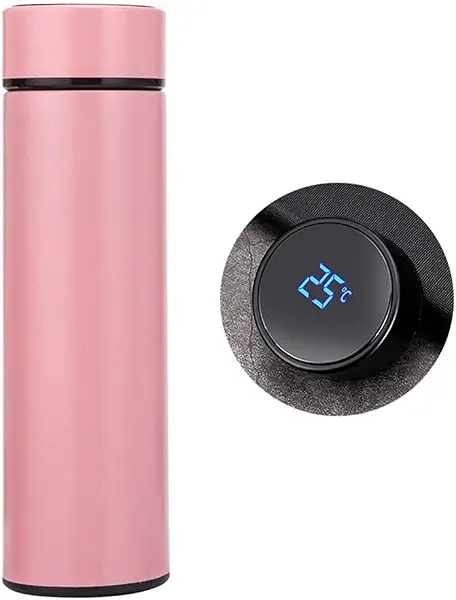سعر ومواصفات ترمس حراري من فانجالو بشاشة LED تعمل باللمس لعرض درجة الحرارة كوب معزول صغير الحجم 500 مل قهوة زجاجة للاخذ والشرب وردي ستانلس ستيل (B097F3MBFQ) على Amazon EG