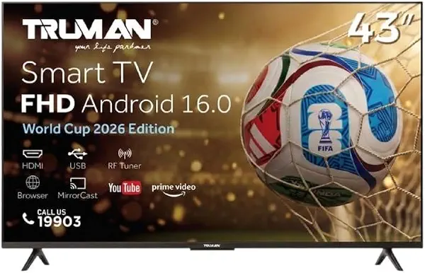 سعر ومواصفات ترومان - تلفزيون LED ذكي 43 بوصة - تلفزيون LED ذكي FHD - موديل TM - 4302SG (B0H4LR7FN3) على Amazon EG