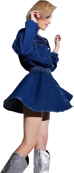 سعر ومواصفات ترينديول Trendyol Women Navy Blue A-Cut Elastic Waist Denim Short Stylish Dress TPRAW23EL00420 Dress (pack of 1) (B0BVW9L4PJ) على Amazon EG
