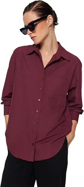 سعر ومواصفات ترينديول Trendyol Women Single Pocket Boyfriend/Wide Fit Cotton Woven Shirt TWOAW20GO0115 Shirt (pack of 1) (B0CKRX5ZBD) على Amazon EG